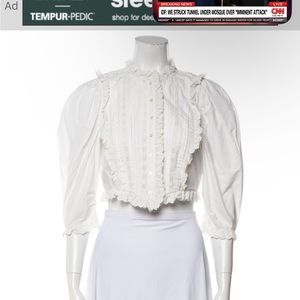 Doen ruffled ivory cropped blouse